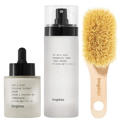 Bogdao The Wild Rose + Like a Star + Bodytude ZESTAW Tonik różany 100 ml + Nawilżające serum 30 ml + Szczotka do ciała 1 szt