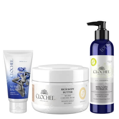 Clochee Body Concept ZESTAW Olejek do mycia ciała 250 ml + Bogate masło do ciała 250 ml + Odżywczy balsam do ciała 130 ml