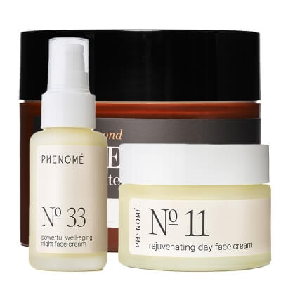 Phenome Anti Age Set ZESTAW Odmładzający krem na dzień 50 ml + Krem na noc 50 ml + Regenerujące masło do ciała 200 ml GRATIS