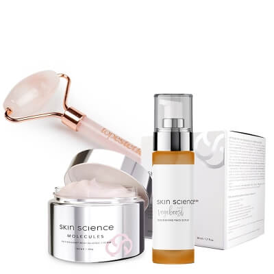 Skin Science Perfect Skin Day Set ZESTAW Peeling do twarzy 30 ml + Krem na dzień 50 ml + Roller do masażu twarzy z różowego kwarcu 1 szt