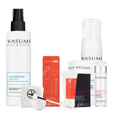 Yasumi Pielęgnacja Cery Naczynkowej ZESTAW Pianka 150 ml + Tonik 200 ml + Maska z witaminą C 50 ml + Krem łagodzący 50 ml